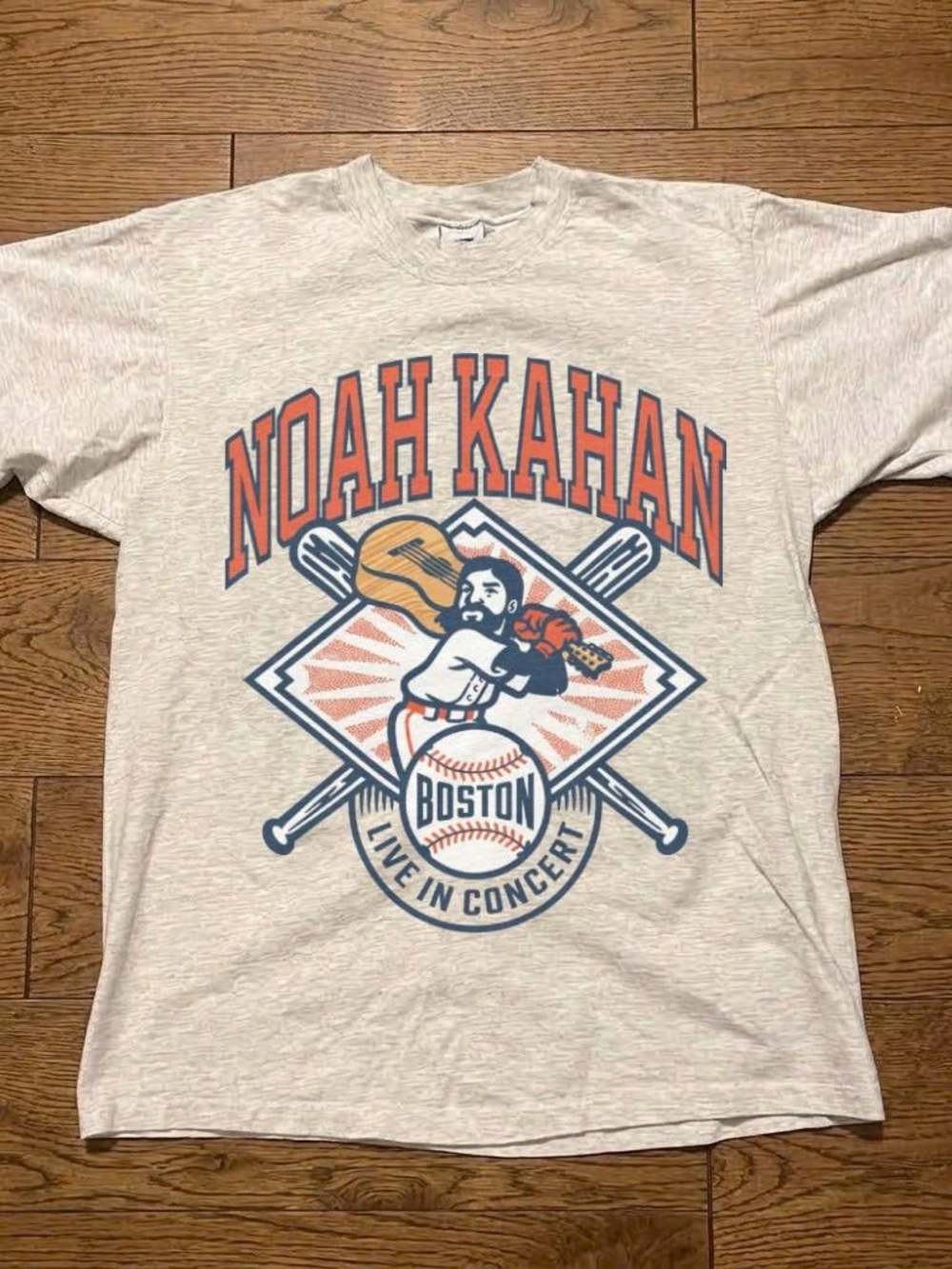 Gildan Noah Kahan Boston Short Sleeve Tee - Cream with Orange & Blue Graphic